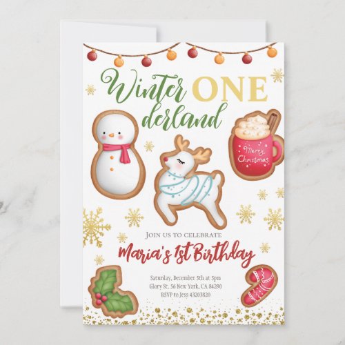 Winter Onederland Cookie Birthday Invitation