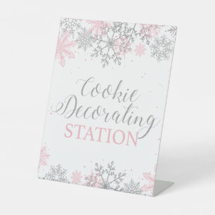 Winter Onederland Cookie Decorating Station Pedestal Sign