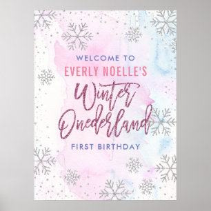 Winter Onederland Custom First Birthday Snowflake Poster