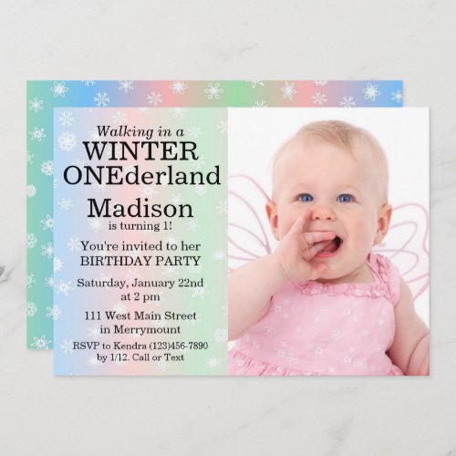 Winter Onederland Custom Photo Birthday Invitation