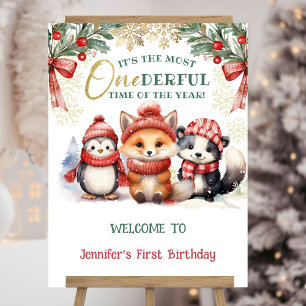 Winter Onederland Cute Snow Animals 1st Birthday Foam Board