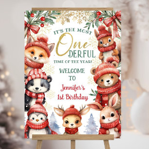 Winter Onederland Cute Winter Animals 1st Birthday Foam Board