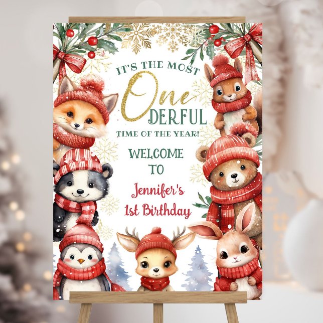 Winter Onederland Cute Winter Animals 1st Birthday Foam Board (Creator Uploaded)