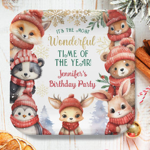 Winter Onederland Cute Winter Animals Birthday Paper Plates