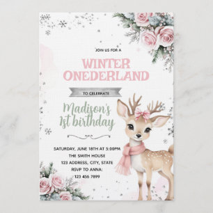 Winter Onederland deer invitation