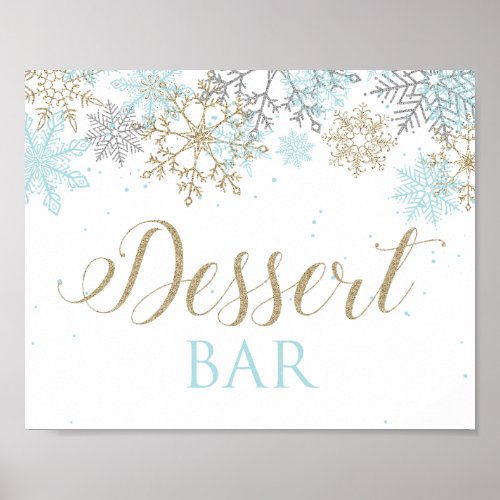 Winter Onederland Dessert Bar Sign Blue Snowflakes