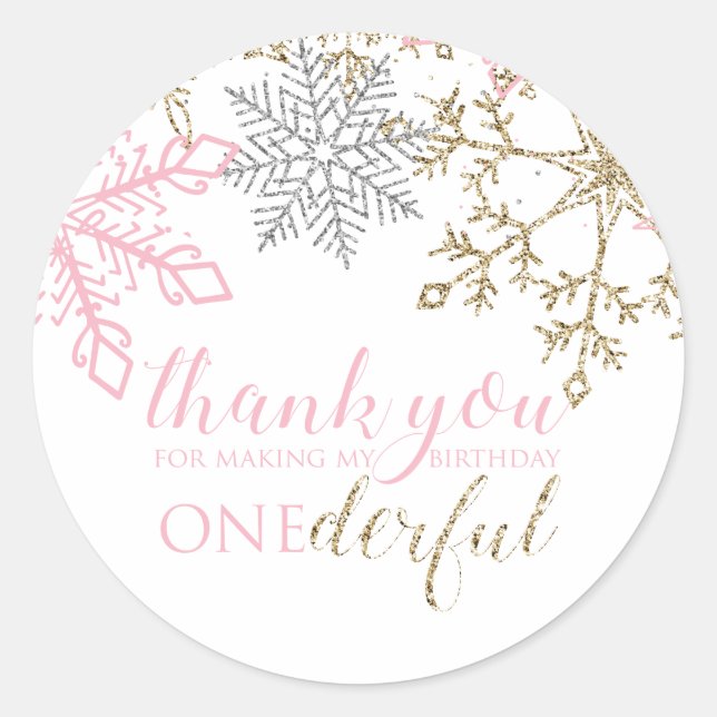 Winter Onederland Favor Thank you Sticker (Front)