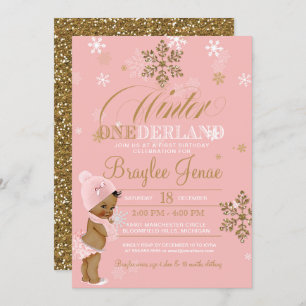 Winter Onederland First Birthday African-American  Invitation