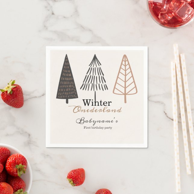 Winter Onederland First Birthday Boho Minimalist Napkins (Insitu)