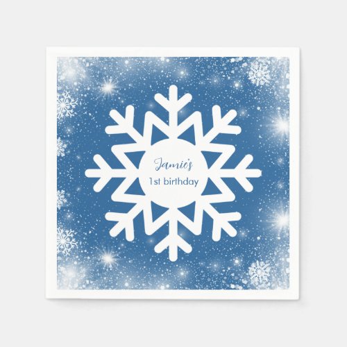 Winter ONEderland First birthday Boy Snowflake Napkins