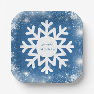 Winter ONEderland First birthday Boy Snowflake Paper Plates