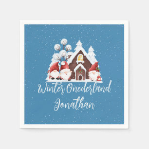 Winter Onederland First Birthday Cute gnomes  Napkins