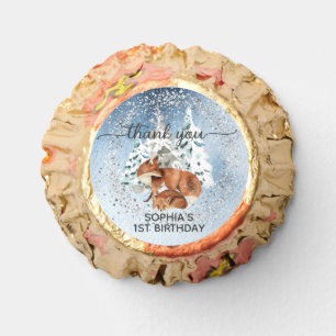 Winter ONEderland First Birthday Fox Thank You Reese's Peanut Butter Cups