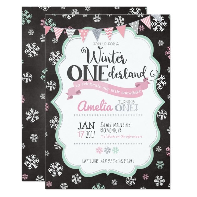 Winter ONEderland First Birthday Invitation