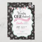 Winter ONEderland First Birthday Invitation (Front/Back)