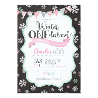 winter one derland birthday invitations