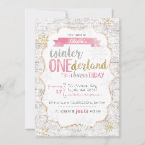 Winter Onederland First Birthday Invitation