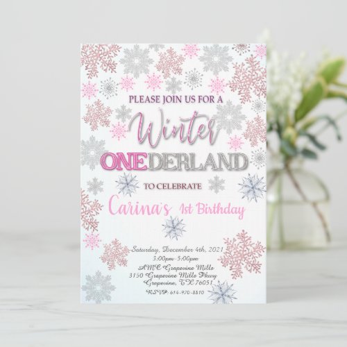 Winter Onederland First Birthday Invitation