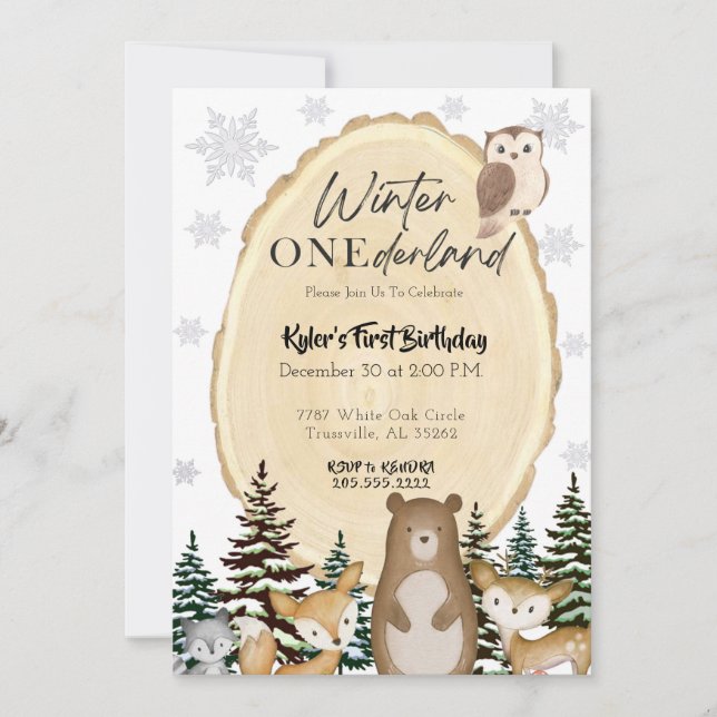 Winter ONEderland First Birthday Invitation (Front)