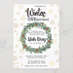 Winter ONEderland First Birthday Invitation