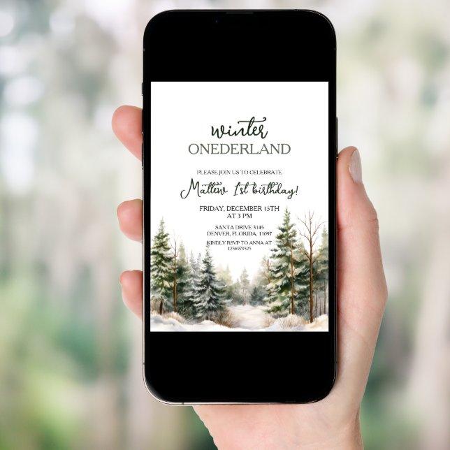 Winter Onederland First Birthday Invitation (Front Digital)