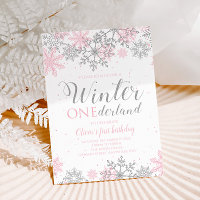 Pink Winter Birthday Party Invitation For Kids • KBM D3signs