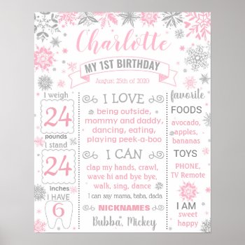 Winter Onederland First Birthday Milestone Poster by 10x10us at Zazzle
