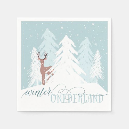 Winter Onederland First Birthday Napkin Deer