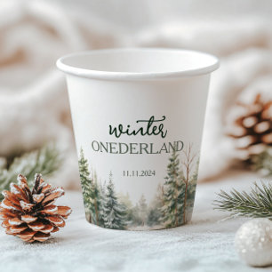 Winter Onederland First Birthday Paper Cups