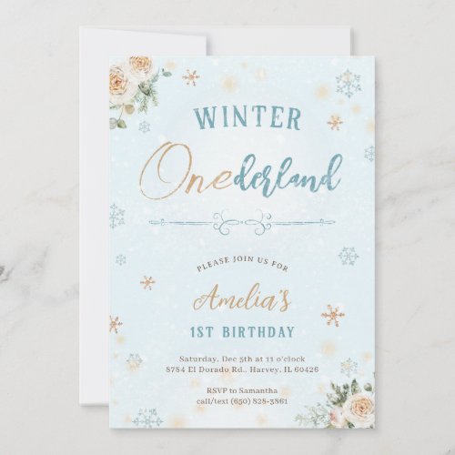 Winter Onederland First Birthday Party Frozen 1st  Invitation