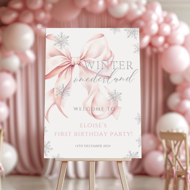 Winter Onederland First Birthday Pink Girl Welcome Foam Board (Creator Uploaded)
