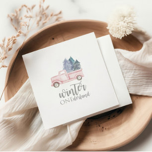 Winter Onederland First Birthday pink truck Napkins