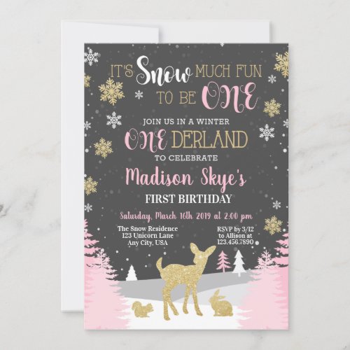 Winter ONEderland First Birthday Snow Much Fun Invitation