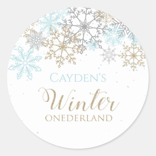 Winter Onederland first birthday Snowflake Classic Round Sticker