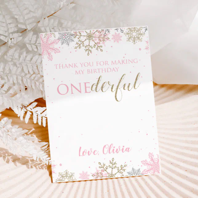 Winter ONEderland first birthday thank you card | Zazzle