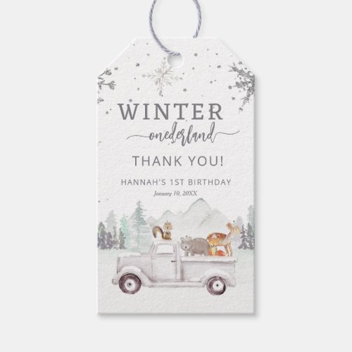 Winter Onederland First Birthday Thank You Favor Gift Tags