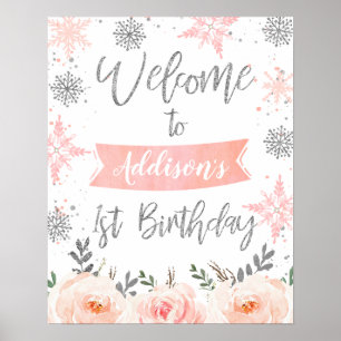 Winter Onederland First Birthday Welcome Sign