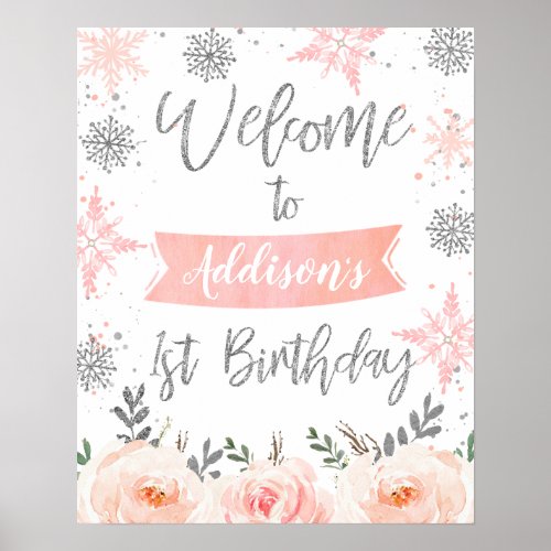 Winter Onederland First Birthday Welcome Sign