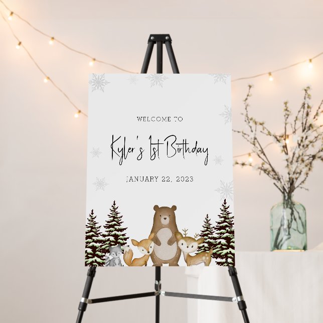 Winter ONEderland First Birthday Welcome Sign (In Situ (Stand))