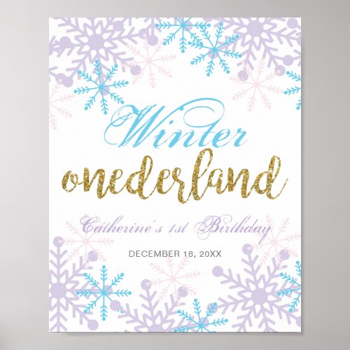 Winter Onederland First Birthday Welcome sign Snow
