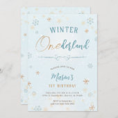 Winter Onederland First Snowflake Boy 1st Birthday Invitation (Front/Back)