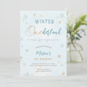 Winter Onederland First Snowflake Boy 1st Birthday Invitation (Standing Front)