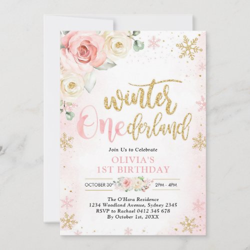 Winter ONEderland Floral Girl 1st Birthday