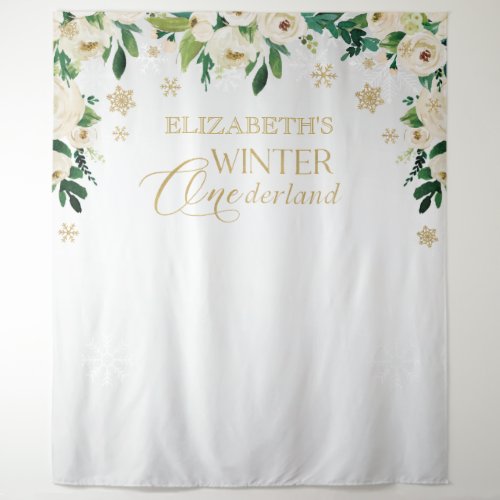Winter Onederland Floral snowflakes backdrop
