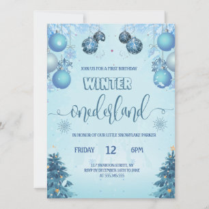 Winter onederland for Boy first birthday Invitation