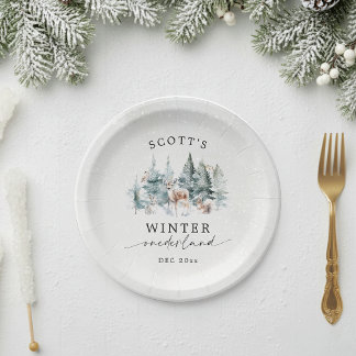 Winter ONEderland Forest Animals 1st Birthday Paper Plates