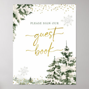 Winter Onederland Forest Birthday Guest Book