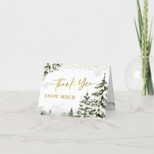 Winter Onederland Forest First Birthday Folded Letterpress Thank You Card