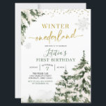 Winter Onederland Forest First Birthday Invitation<br><div class="desc">Winter Onederland Forest First Birthday Invitation</div>