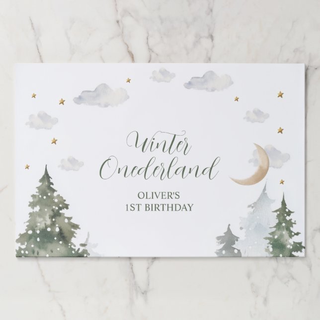 Winter Onederland Forest First Birthday Party  Paper Pad (Front)